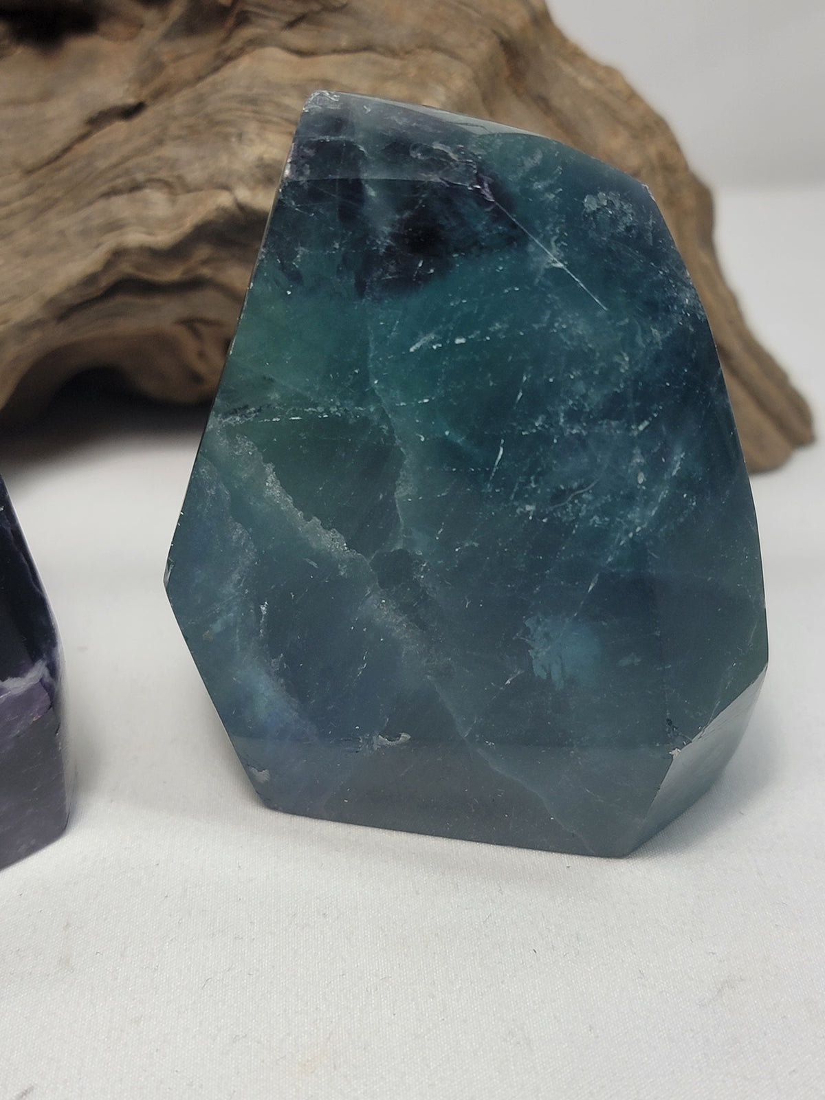 Polished Faceted Exceptional Watermelon and Blue Fluorite Points x 2 from Namibia