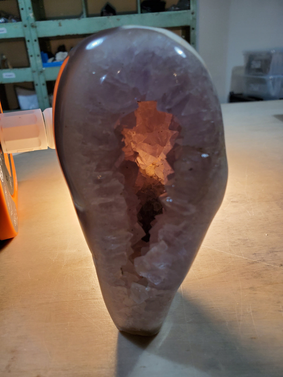 Orca Agate with Amethyst Self Standing Geode