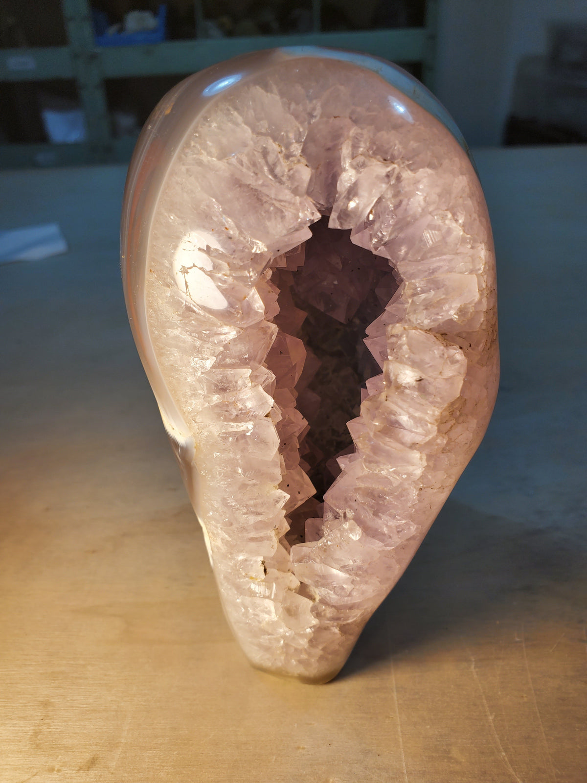 Orca Agate with Amethyst Self Standing Geode