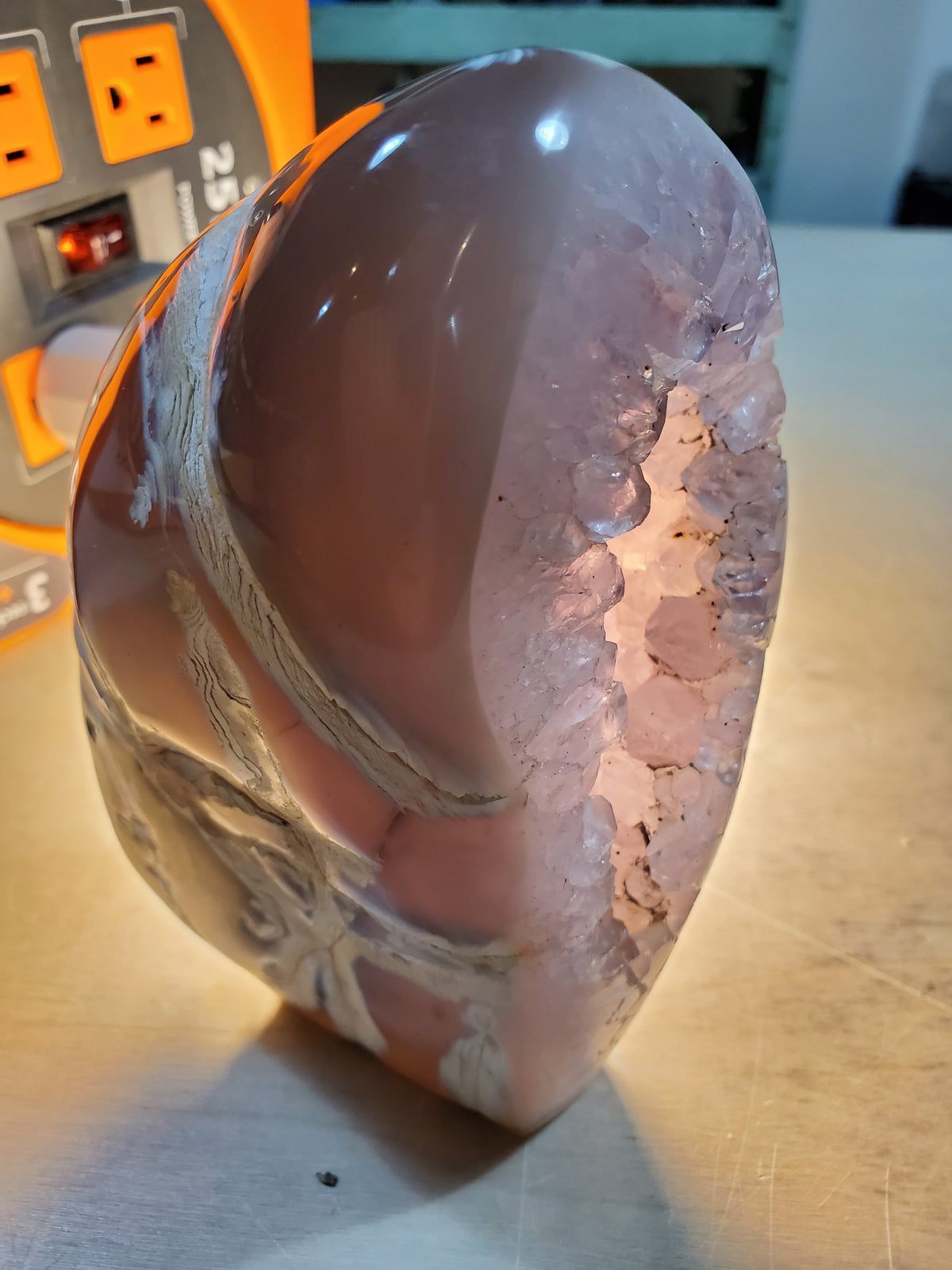 Orca Agate with Amethyst Self Standing Geode