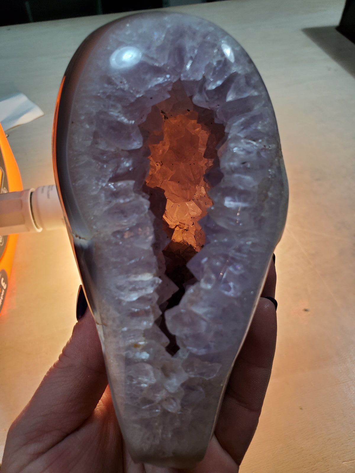 Orca Agate with Amethyst Self Standing Geode