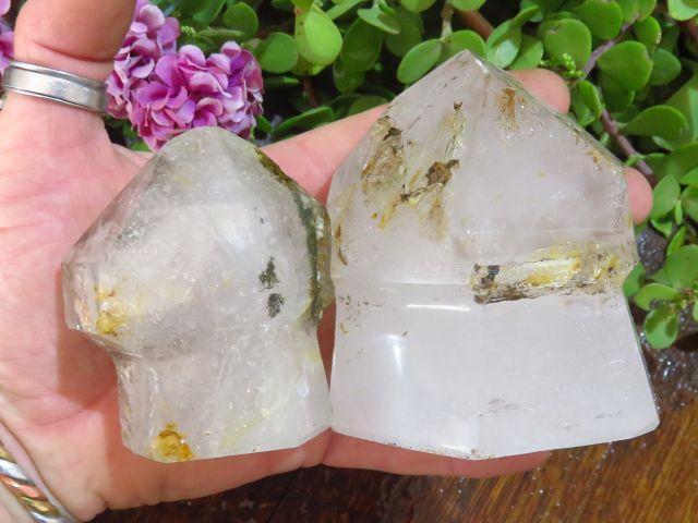 Polished Septer Quartz Crystals x 2 from Akansobe, Madagascar