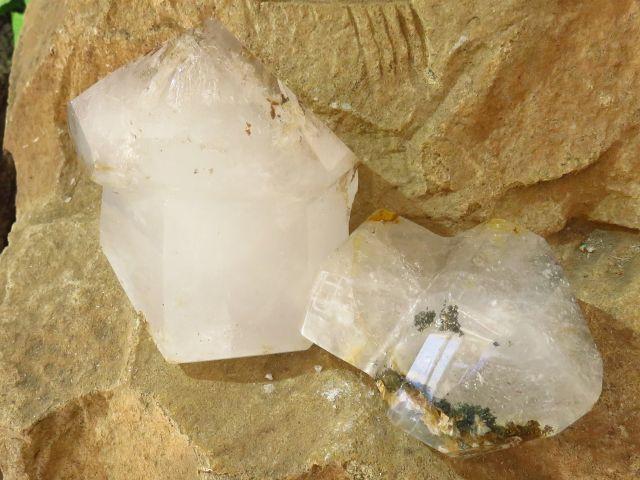 Polished Septer Quartz Crystals x 2 from Akansobe, Madagascar