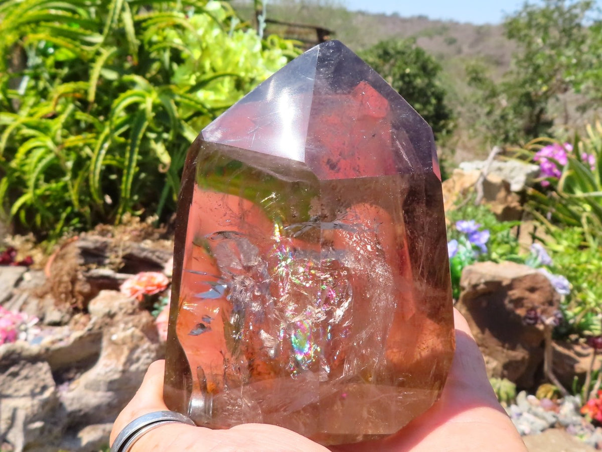 Polished Smoky Quartz Crystal Point from Madagascar