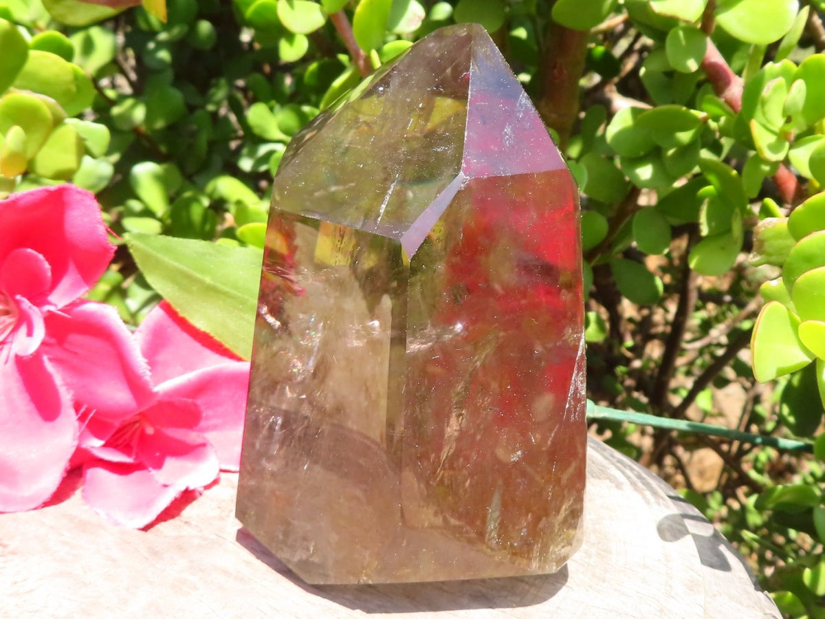 Polished Smoky Quartz Crystal Point from Madagascar