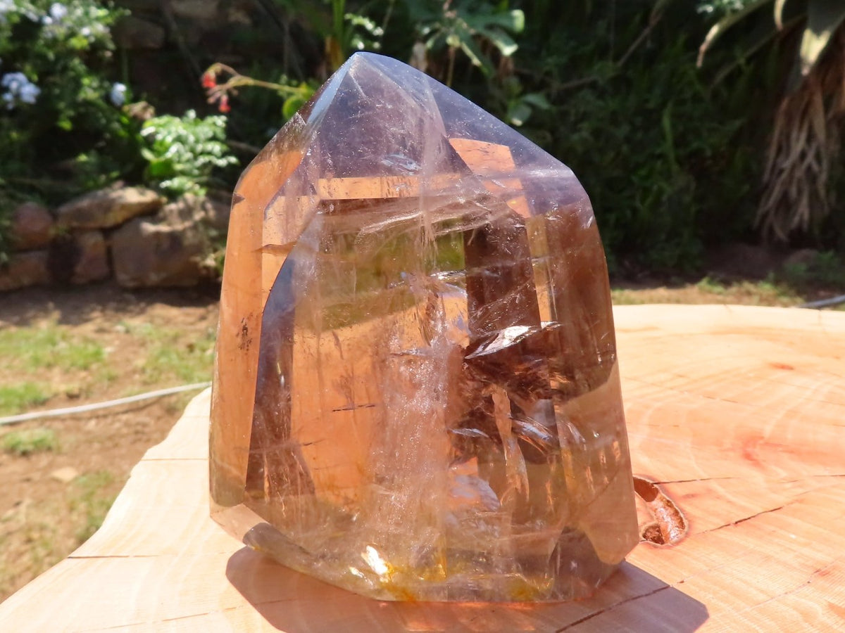 Polished Smoky Quartz Crystal Point from Madagascar