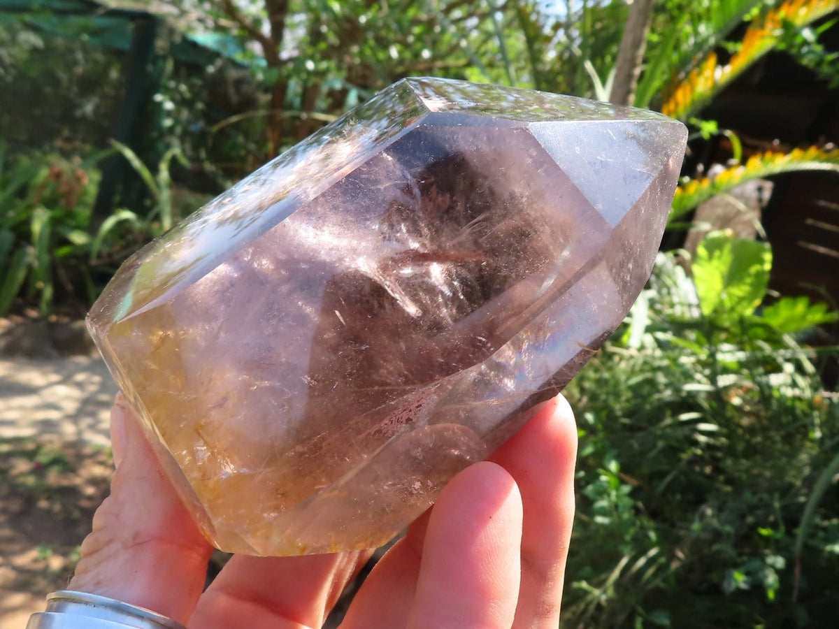 Polished Smoky Quartz Crystal Point from Madagascar