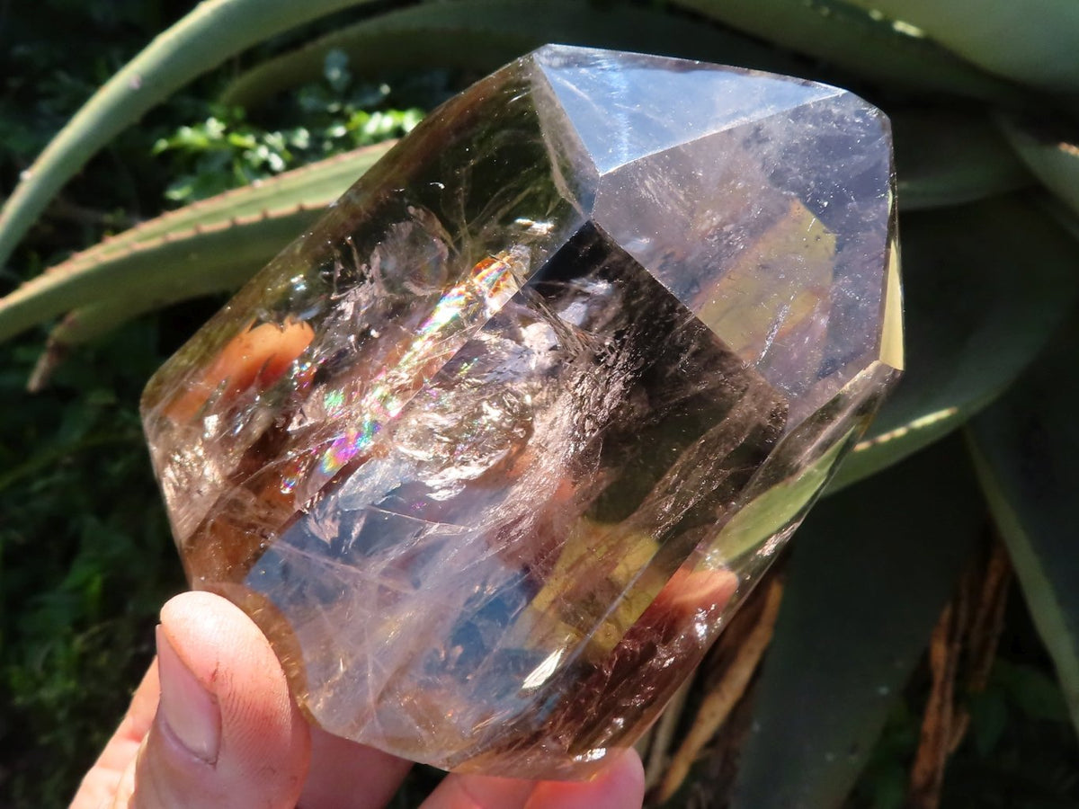Polished Smoky Quartz Crystal Point from Madagascar