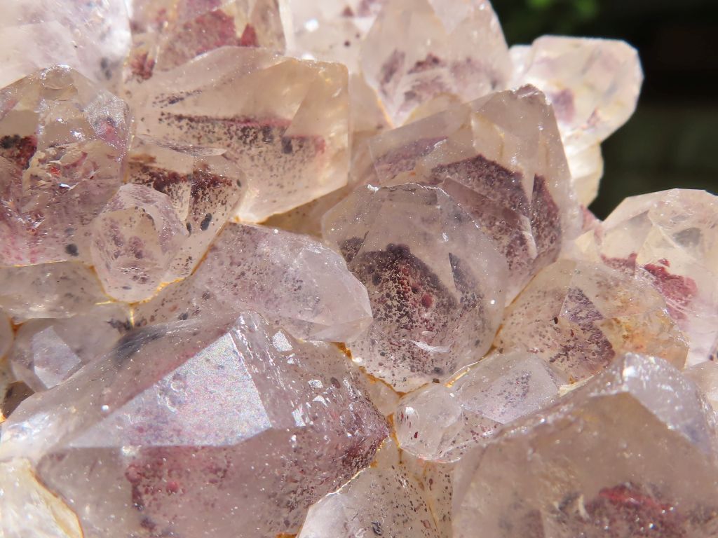 Phantom Quartz Cluster with Hematite from Congo
