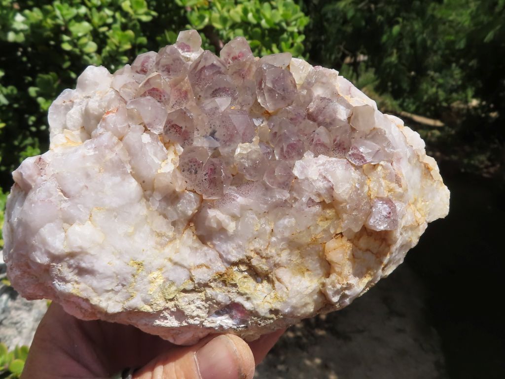 Phantom Quartz Cluster with Hematite from Congo