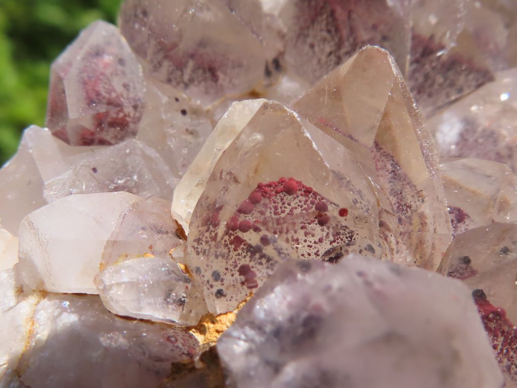 Phantom Quartz Cluster with Hematite from Congo