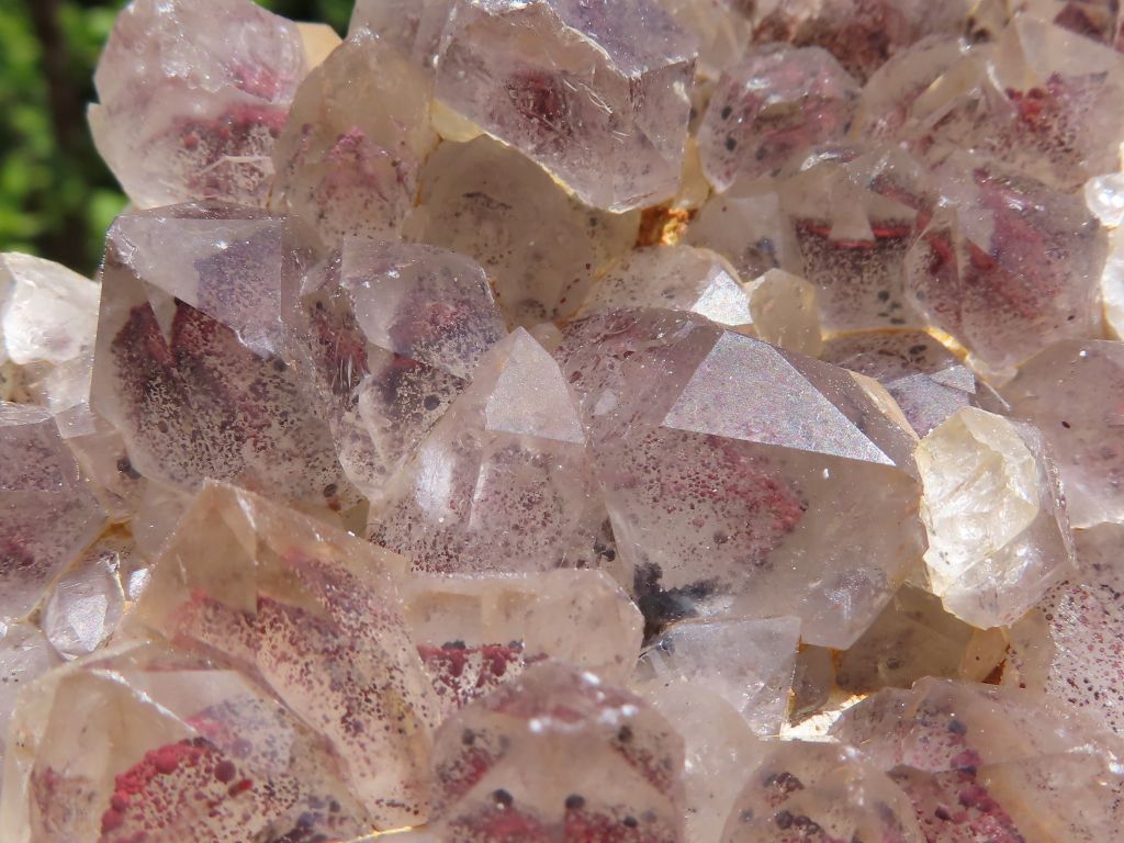 Phantom Quartz Cluster with Hematite from Congo