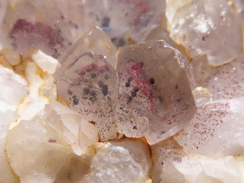 Phantom Quartz Cluster with Hematite from Congo