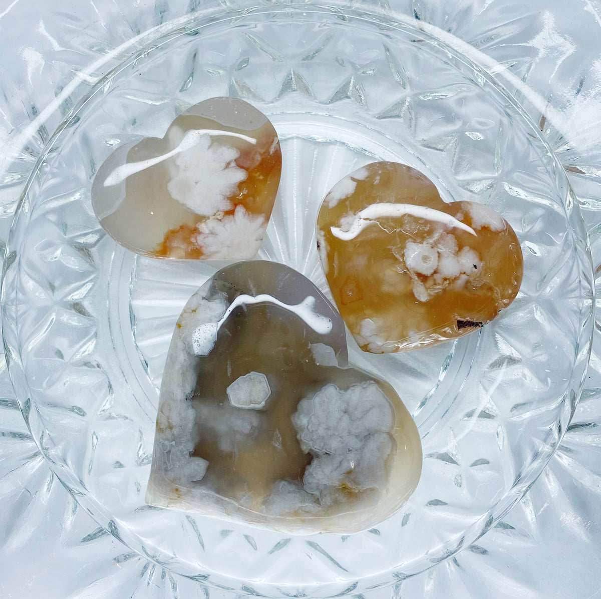 Flower Agate Hearts