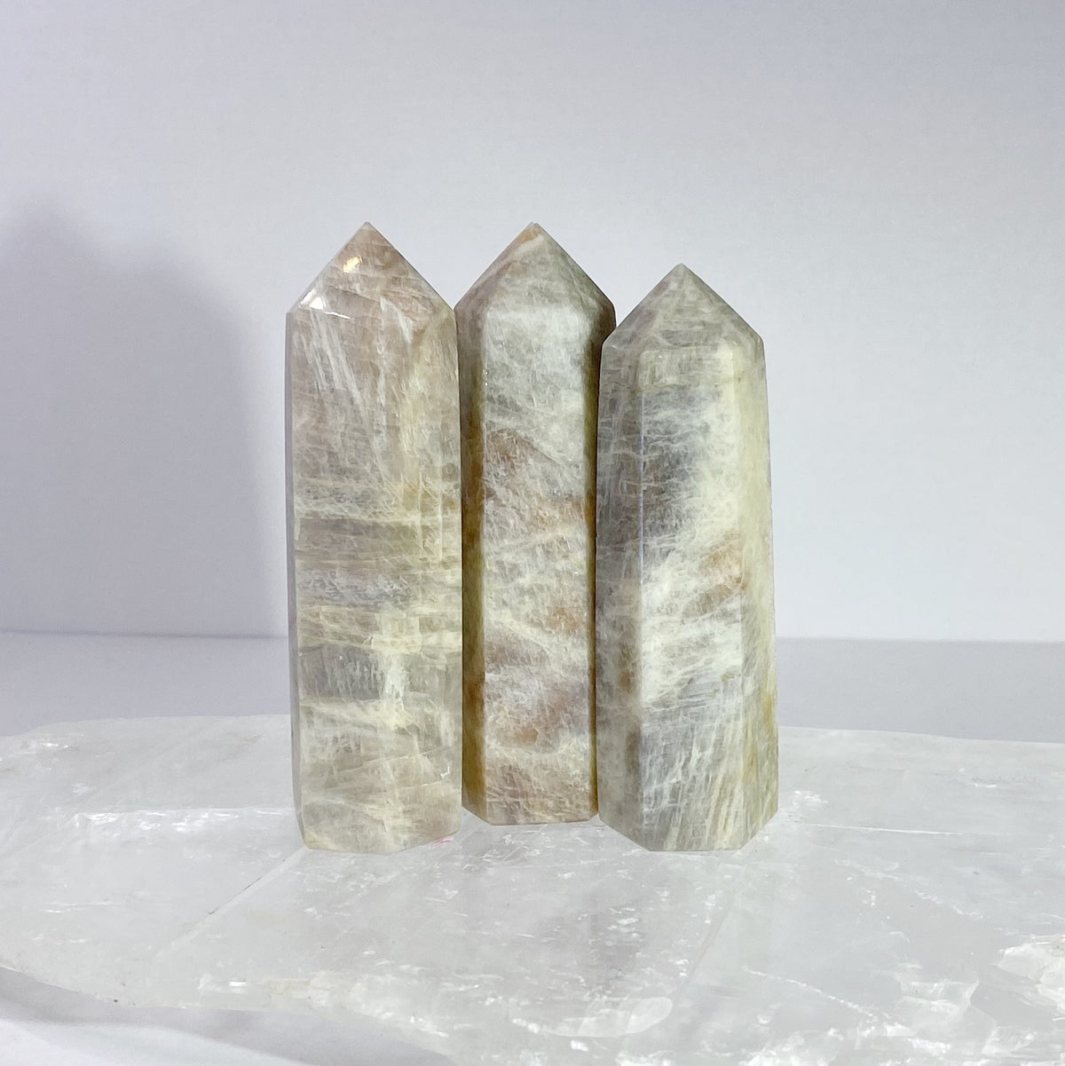 Sunstone with Moonstone Points
