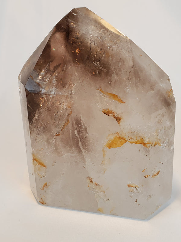 Polished Smoky Quartz Crystal Point from Madagascar