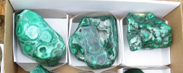 Polished Malachite Specimens x 3 from Congo