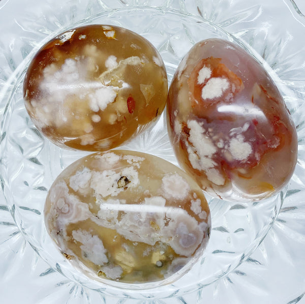 Flower Agate Palm Stones