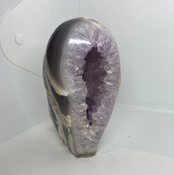 Orca Agate with Amethyst Self Standing Geode