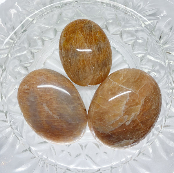 Peach Moonstone Palm Stone